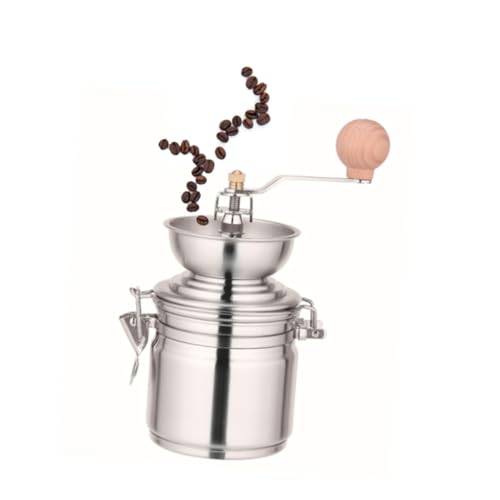 GRIRIW Manuelle Edelstahl Kaffeemühle mit Kegelmahlwerk Kompakt und Stabil für Frische Kaffeebohnen und Gewürze für Küche und Outdoor Handbetriebene Kaffeemühle für Feines Mahlen von GRIRIW