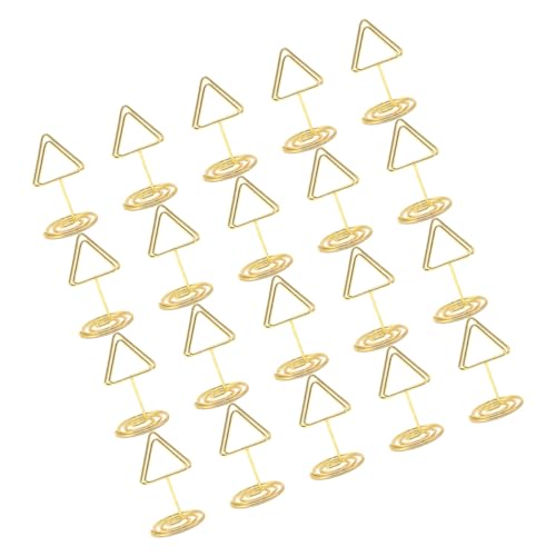 GRIRIW Mini-Tischkartenhalter aus Messing, goldfarben, dreieckig, Memo-Clips für Event-Dekoration von GRIRIW
