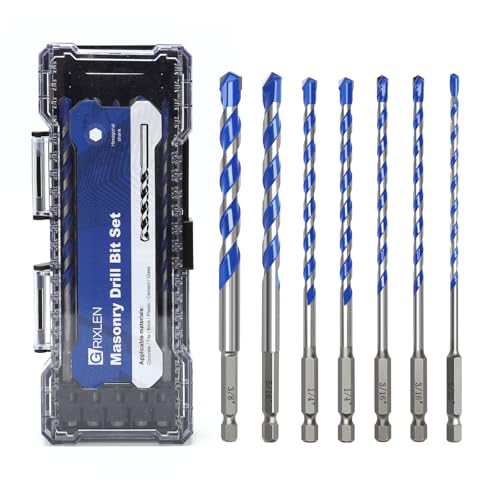 7-teiliges Betonbohrer-Set mit Sechskantschaft, Hartmetallspitzenbohrer für Beton, Fliesen, Ziegel, Kunststoff, Zement (5/32 Zoll - 3/8 Zoll), 7 Stück von GRIXLEN