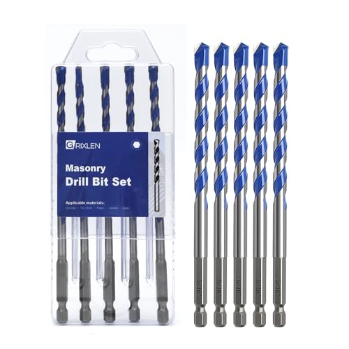 Betonbohrer-Set, Steinbohrer-Set mit Sechskantschaft, Hartmetallspitze für Beton, Fliesen, Ziegel, Kunststoff, Zement, 5 Stück, 5 Stück Betonbohrer-Set, Steinbohrer-Set mit Sechskantschaft, Hartmetallspitze für Beton, Fliesen, Ziegel, Kunststoff, Zement, 5 Stück, 5 Stück von GRIXLEN
