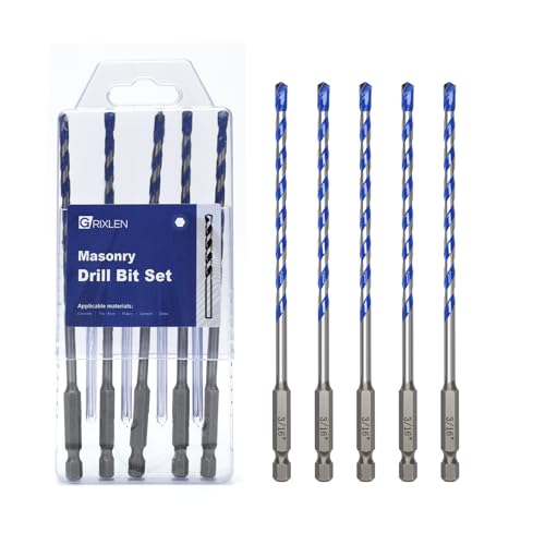 Betonbohrer-Set, Steinbohrer-Set mit Sechskantschaft, Hartmetallspitze für Beton, Fliesen, Ziegel, Kunststoff, Zement, 5 Stück Betonbohrer-Set, Steinbohrer-Set mit Sechskantschaft, Hartmetallspitze für Beton, Fliesen, Ziegel, Kunststoff, Zement, 5 Stück von GRIXLEN