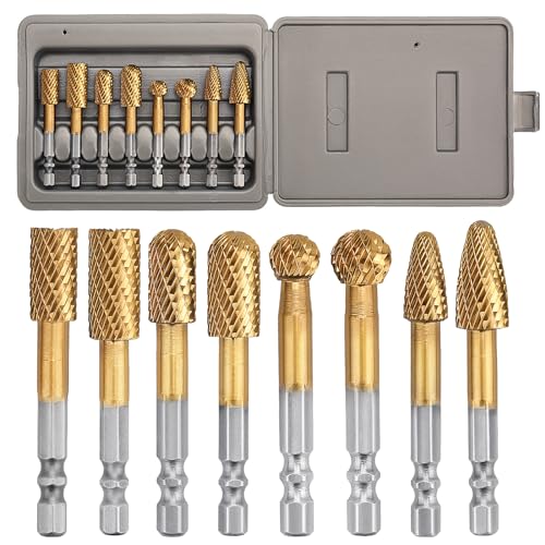 Hartmetall-Frässtift-Set (10 und 12 mm Durchmesser) mit 6,35 mm Sechskantschaft, Wolframkarbid-Frässtift-Set für Heimwerker, Schleifer, Metall, Holz, Gravieren, Polieren, Bohren, Schleifen, Fräsen von GRIXLEN
