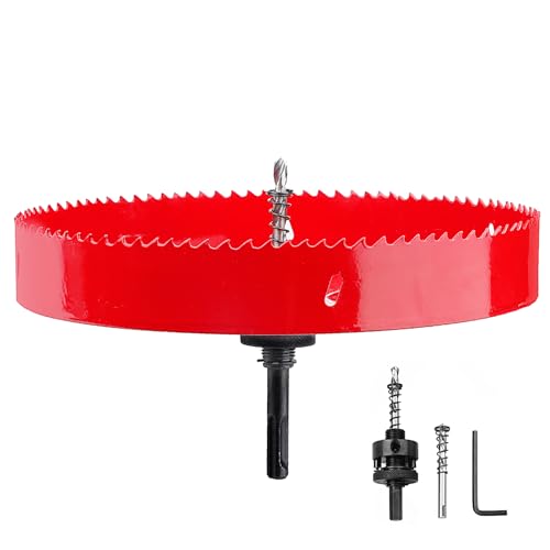 265 mm Lochsäge mit 1 SDS-Plus-Dorn und 1 Sechskantschaftdorn, HSS-Bimetall-Lochbohrschneider für Holzplatten, Kunststoff und dünnes Metall (265 mm) von GRIXLEN