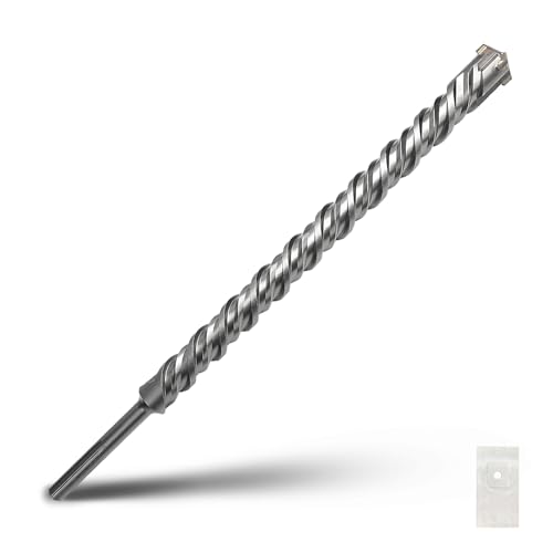 SDS Max Bohrhammerbohrer, 38 x 1000 mm, Hartmetallspitze, Steinbohrer für Ziegel, Stein, Beton (Länge: 1000 mm, 38 mm Durchmesser) von GRIXLEN