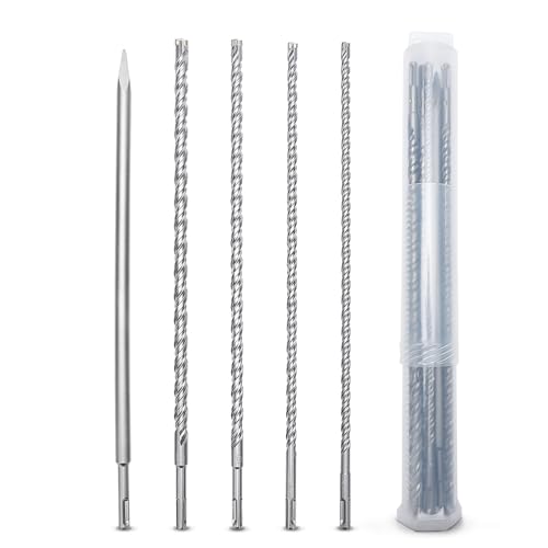 SDS Plus Bohrer-Bit-Set, 0,95 cm bis 1,6 cm, SDS-Plus, Steinbohrer, Betonbohrer-Set, für Beton, Ziegel, Zement, Mauerwerk, 45,7 cm Länge, 5 Stück SDS Plus Bohrer-Bit-Set, 0,95 cm bis 1,6 cm, SDS-Plus, Steinbohrer, Betonbohrer-Set, für Beton, Ziegel, Zement, Mauerwerk, 45,7 cm Länge, 5 Stück von GRIXLEN