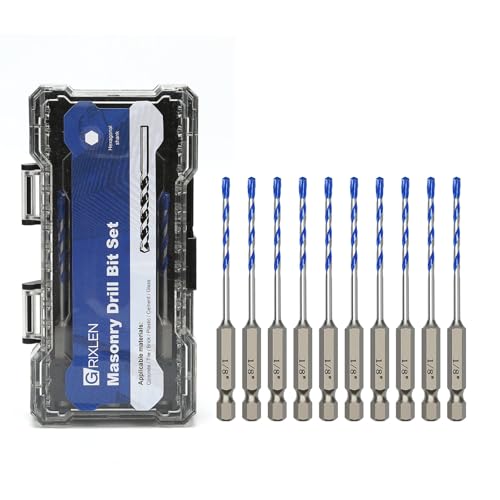 Steinbohrer-Set, Betonbohrer-Set mit Sechskantschaft, Hartmetallspitze für Beton, Zement, Fliesen, Ziegel, Kunststoff und Keramik, 10 Stück, 10 Stück Steinbohrer-Set, Betonbohrer-Set mit Sechskantschaft, Hartmetallspitze für Beton, Zement, Fliesen, Ziegel, Kunststoff und Keramik, 10 Stück, 10 Stück von GRIXLEN