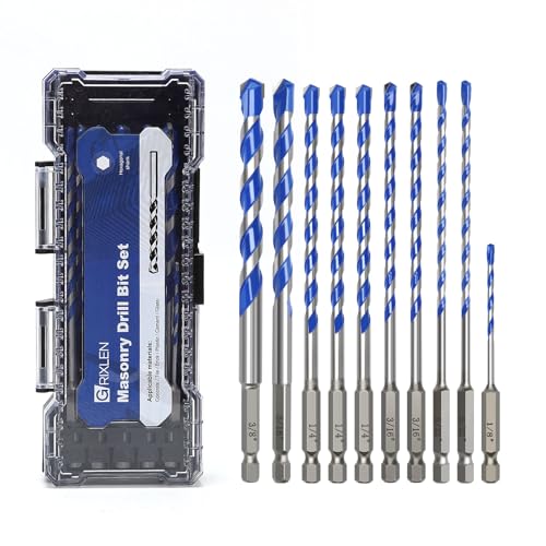 Steinbohrer-Set, Betonbohrer-Set mit Sechskantschaft, Hartmetallspitze für Beton, Zement, Fliesen, Ziegel, Kunststoff und Keramik, 10 Stück Steinbohrer-Set, Betonbohrer-Set mit Sechskantschaft, Hartmetallspitze für Beton, Zement, Fliesen, Ziegel, Kunststoff und Keramik, 10 Stück von GRIXLEN