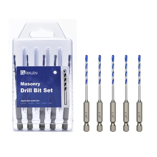 Steinbohrer-Set, Betonbohrer-Set mit Sechskantschaft, Hartmetallspitze für Beton, Zement, Fliesen, Ziegel, Kunststoff und Keramik, 5 Stück Steinbohrer-Set, Betonbohrer-Set mit Sechskantschaft, Hartmetallspitze für Beton, Zement, Fliesen, Ziegel, Kunststoff und Keramik, 5 Stück von GRIXLEN