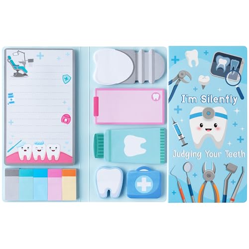 GROBRO7 Cartoon Zähne Haftnotizen Set - 550 Blatt Lustiges Sticky Notes in Zahnform, I'm Silently Judging Your Teeth, Niedlich Selbstklebend Memo Pads Page Markers für Kinder Lehrer Schule Geschenk von GROBRO7