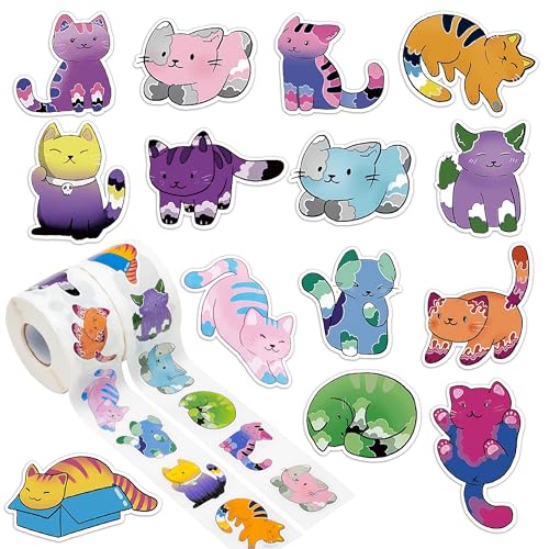 GROBRO7 LGBTQ Pride Aufkleber Rolle - 1000 Stück Niedliche Pride Katzen Month Aufkleber, 2 Rollen Kawaii Katze Decal Gay Lesbian Bisexuell Trans Love Sticker für Festival Feiern Party Paraden Dekor GROBRO7 LGBTQ Pride Aufkleber Rolle - 1000 Stück Niedliche Pride Katzen Month Aufkleber, 2 Rollen Kawaii Katze Decal Gay Lesbian Bisexuell Trans Love Sticker für Festival Feiern Party Paraden Dekor von GROBRO7