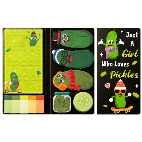 GROBRO7 Lustiges Gurken Haftnotizen Set - 550Blatt Cartoon Selbstklebende Notizblöcke, Who Loves Pickles Niedlich Geformt Schreibblöcke für Halloween Weihnachten Winterurlaub Schule Heimbüro Geschenk von GROBRO7