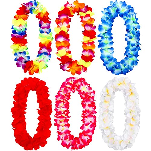 GROCKSTR Hawaiianische Leis-Halskette, Hawaii-Girlande, Luau-Partyzubehör und Sommer-Party-Dekorationen, 6 Stück von GROCKSTR