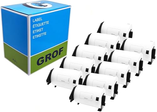 GROF - 10 Rolle DK-11240 Einzeletiketten Versandetiketten Etiketten-Rolle kompatibel mit Brother - 51mm x 102mm 600 Stück Etiketten für QL-Etikettendruckern QL-1050 QL-1060N QL-1100 von GROF
