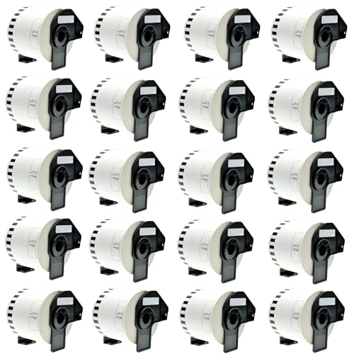 GROF 10 Rollen DK-22205 Endlosetiketten kompatibel mit Brother – 62mm x 30,48m, selbstklebende Papierrolle für QL-Serie QL-500 QL-700 QL-800, ideal für Versandetiketten (20) von GROF