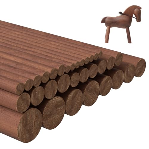 32 Stück Walnuss Dübelstangen, 300 mm lange Walnussholzstäbe, Rundstangen in verschiedenen Größen, Runde Walnussstäbe für Modellbau, Heimwerker Bastelbedarf, DIY Flechtteppiche, Kunsthandwerk von GROHPF