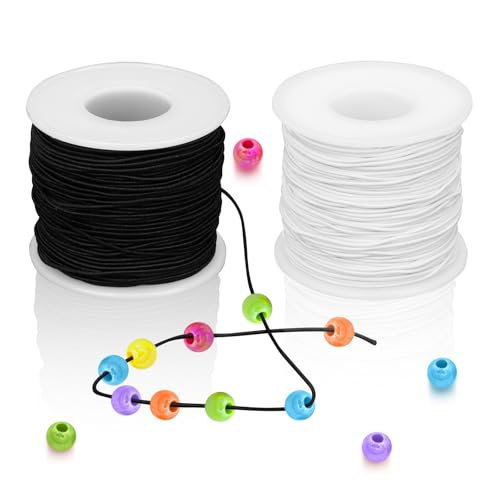 Gummiband für Armbänder, 2 Rollen Elastische Faden Perlenschnur, Gummiband Schmuckherstellung 1mm x 50m, Gummischnur, Elastische Nylonschnur für DIY Handwerk Schmuckherstellung Halsketten Gummiband für Armbänder, 2 Rollen Elastische Faden Perlenschnur, Gummiband Schmuckherstellung 1mm x 50m, Gummischnur, Elastische Nylonschnur für DIY Handwerk Schmuckherstellung Halsketten von GROOFOO
