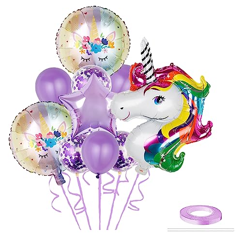 GROVBLE 10 Stück Latex Einhorn Luftballons Mehrfarbige Einhorn Ballons EinhornThemenparty für Kindergeburtstage Einhorn Geburtstagsdeko, Einhorn Girls Unicorn Decoration für Party Decor (aa) von GROVBLE