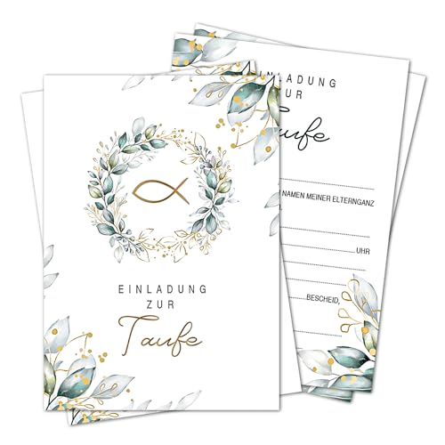 GROVBLE 12 x Einladungskarten Konfirmation, Kommunionkarten, Firmungkarte,Einladungskarten Fisch Konfirmation Karte,für Einladungen zur Konfirmation Jungen Mädchen,Firmung Dekoration von GROVBLE