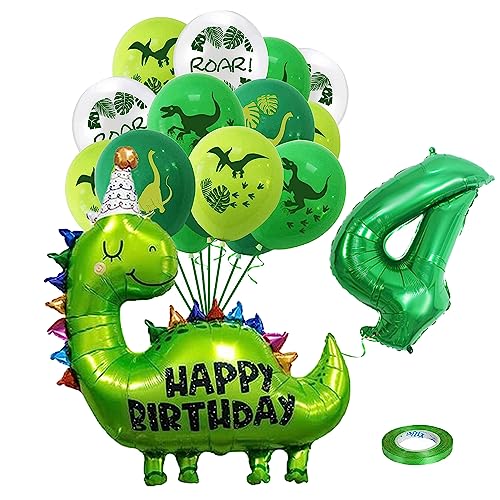 GROVBLE 17 Stück Dino Luftballon Geburtstag Deko Set, dino luftballon zum 4. Junge Geburtstag Latexballons Kindergeburtstag Deko für grüne Dinosaurier für Dschungel Mottoparty Geburtstags… von GROVBLE