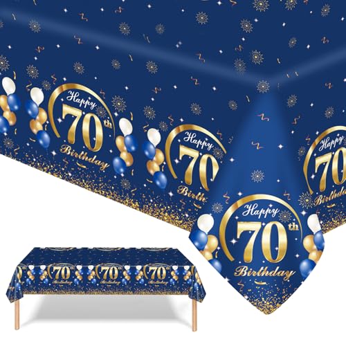 GROVBLE 2 Stück Tischdecken 70. Geburtstag,Blau Gold 70 Geburtstagsfeier Tischdecke,Happy Birthday Tischdecke Abwischbar Rechteckige Tischdecke für Mann Frauen Geburtstag Party Dekor,137x274cm GROVBLE 2 Stück Tischdecken 70. Geburtstag,Blau Gold 70 Geburtstagsfeier Tischdecke,Happy Birthday Tischdecke Abwischbar Rechteckige Tischdecke für Mann Frauen Geburtstag Party Dekor,137x274cm von GROVBLE