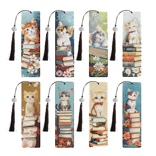 GROVBLE 8 Stück Lesezeichen Katze, Diamond Painting Lesezeichen, Diamond Painting Katzen, Geschenkideen Mädchen, Teenager Bastelset, DIY Geburtstagsgeschenke, für Mädchen und Katzenliebhaber GROVBLE 8 Stück Lesezeichen Katze, Diamond Painting Lesezeichen, Diamond Painting Katzen, Geschenkideen Mädchen, Teenager Bastelset, DIY Geburtstagsgeschenke, für Mädchen und Katzenliebhaber von GROVBLE