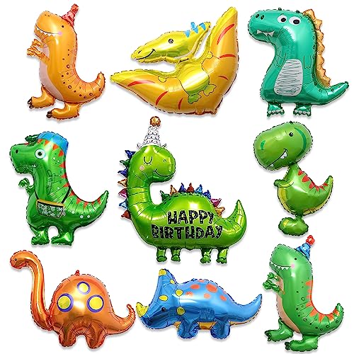 GROVBLE 9 Stück Dino Luftballon,Dinosaurier Luftballons,Dino Geburtstag Deko Set, geeignet für Dinosaurier Jungle Geburtstag Deko,Dinosaurier Folienballon Dinosaurier Mottoparty für Jungen…… von GROVBLE