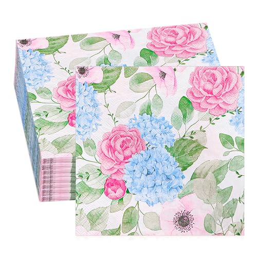 GROVBLE Servietten Blumen,40 Stück,servietten frühling,Ideal für Hochzeit, Party, Tischdeko, Geburtstag, Geburtstag, Wiedervereinigung,Einweg Napkins,Servietten Mädchen,33 x 33cm von GROVBLE