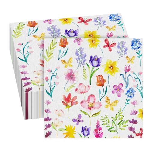 GROVBLE Servietten Blumen,40 Stück,servietten frühling Sommer Tulpe,Ideal für Hochzeit,Party,Tischdeko,Geburtstag,Geburtstag,Wiedervereinigung,Einweg Napkins,Servietten Mädchen,33 x 33cm von GROVBLE