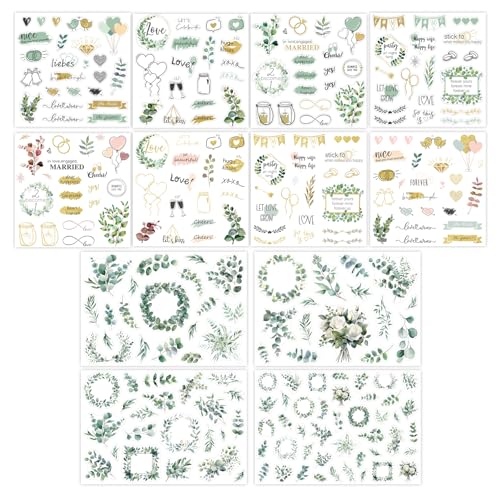 GROVBLE Sticker Hochzeit Gästebuch(ca 300 Motive), 12 Seiten, Sticker Gästebuch Hochzeit, für Aufkleber Wedding, Wedding Deko, Fotoalbum, Party Deko, Karten von GROVBLE