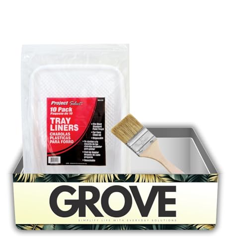 Linzer Project Select Einweg-Farbwanne, 27,9 x 38,1 cm, 1 qt, mit flachem Flachpinsel, Kunststoff-Farbschalen zum Malen und Ausbessern, Geschenk-Set (2 Stück) von GROVE