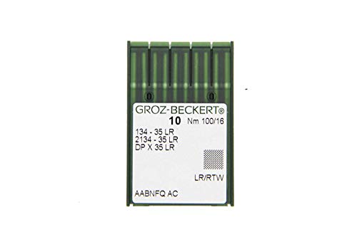 Groz-Beckert 10er Packung Nähnadeln (Ganzes Sortiment) (Auswahl) (134-35 LR|Rundkolben und Schneidspitze|Nm. 100/16) von Groz-Beckert