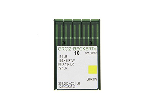 Groz-Beckert 10er Packung Nähnadeln (Ganzes Sortiment) (Auswahl) (134 LR|Rundkolben und Schneidspitze|Nm. 80/12) von Groz-Beckert