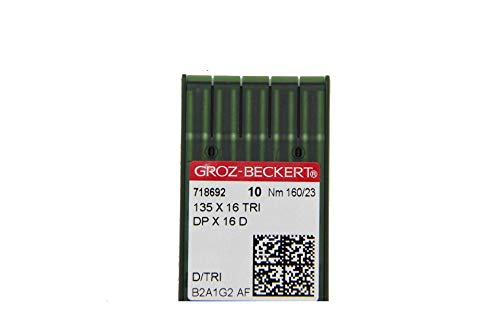Groz-Beckert 10er Packung Nähnadeln (Ganzes Sortiment) (Auswahl) (135x16 TRI|Rundkolben und Schneidspitze|Nm.160/23) von Groz-Beckert