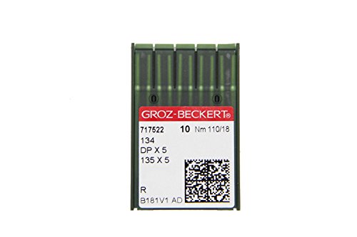 GROZ-BECKERT 10er Packung Nähnadeln 134 mit Rundkolben und Rundspitze für Industrienähmaschinen (Nm. 110/18) von Groz-Beckert