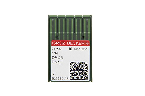 Groz-Beckert 10er Packung Nähnadeln 134 mit Rundkolben und Rundspitze für Industrienähmaschinen (Nm. 130/21) von Groz-Beckert