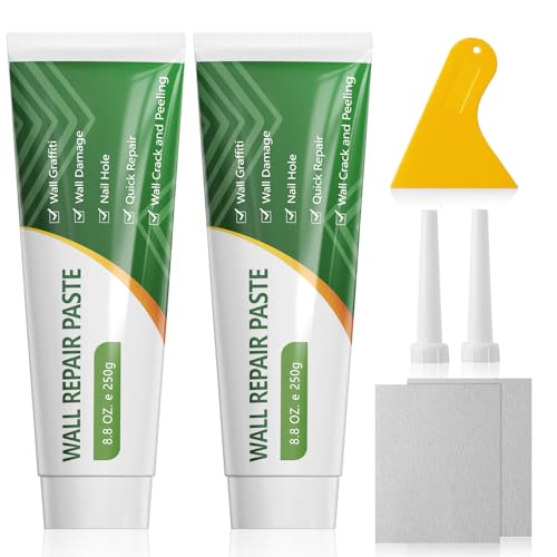 500g Spachtelmasse Weiß Innen, Wand Reparatur Paste, Löcher Wand Füllen, Wall Repair Kit mit Spachtel, 2 x Tüllen & Schleifpapier für die schnelle Reparatur von Rissen, Graffiti und Löchern von Grpoche