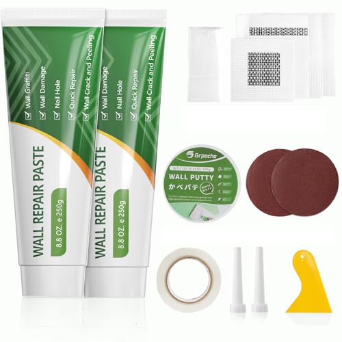 Spachtelmasse Weiß Innen Set, 2x 250g Wandreparatur Crème,1x 200g Wandspachtel, Löcher Wand Füllen für Bohrlöcher Füllen,Löchern und Graffiti,Schnelle Reparatur von Rissen Spachtelmasse Weiß Innen Set, 2x 250g Wandreparatur Crème,1x 200g Wandspachtel, Löcher Wand Füllen für Bohrlöcher Füllen,Löchern und Graffiti,Schnelle Reparatur von Rissen von GRPOCHE