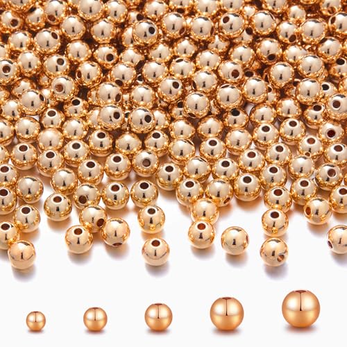 600 Stück 14 Karat Gold gefüllte Perlen für Armbänder, 2 mm, rund, glatt, Abstandshalter, Mini-Perlen, nahtlose Messingperlen für Bastelarbeiten, Schmuckherstellung 600 Stück 14 Karat Gold gefüllte Perlen für Armbänder, 2 mm, rund, glatt, Abstandshalter, Mini-Perlen, nahtlose Messingperlen für Bastelarbeiten, Schmuckherstellung von GRTBIZI