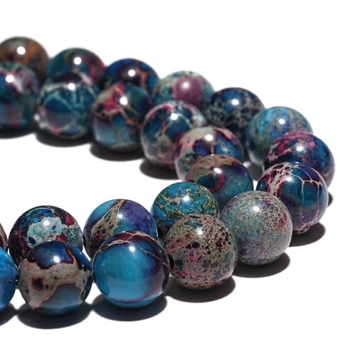 Natürliche Edelsteinperlen, 10 mm, blaue imperiale Jaspisperlen, poliert, rund, glatte Steinperlen für Armbänder, Schmuckherstellung, 38,1 cm, lose Perlen Natürliche Edelsteinperlen, 10 mm, blaue imperiale Jaspisperlen, poliert, rund, glatte Steinperlen für Armbänder, Schmuckherstellung, 38,1 cm, lose Perlen von GRTBIZI