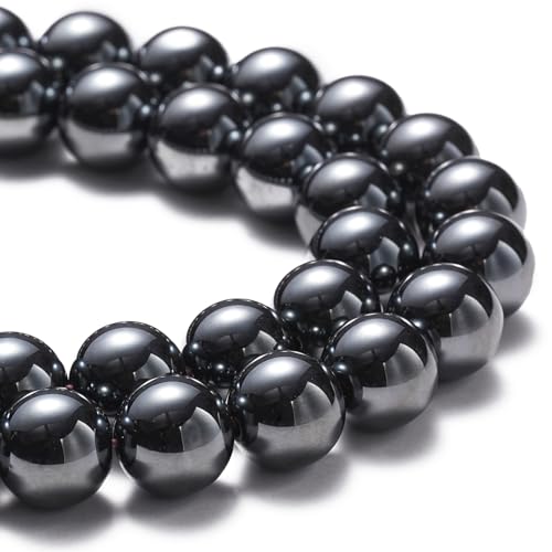 Natürliche Edelsteinperlen, 10 mm, schwarze Häma-Perlen, poliert, rund, glatte Steinperlen für Armbänder, Schmuckherstellung, 38,1 cm, lose Perlen Natürliche Edelsteinperlen, 10 mm, schwarze Häma-Perlen, poliert, rund, glatte Steinperlen für Armbänder, Schmuckherstellung, 38,1 cm, lose Perlen von GRTBIZI
