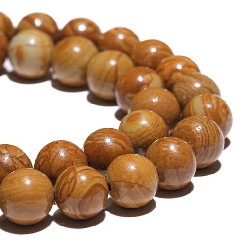 Natürliche Edelsteinperlen, 6 mm, gelbe Holzmaserung, Jaspis, poliert, rund, glatte Steinperlen für Armbänder, Schmuckherstellung, 38,1 cm, lose Perlen Natürliche Edelsteinperlen, 6 mm, gelbe Holzmaserung, Jaspis, poliert, rund, glatte Steinperlen für Armbänder, Schmuckherstellung, 38,1 cm, lose Perlen von GRTBIZI