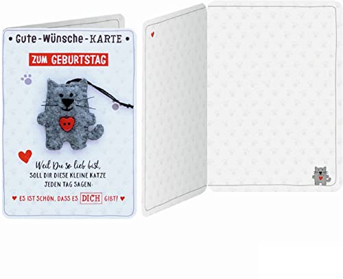 GRUSS & CO Sheepworld, 90289 - Klappkarte, Nr. 40, mit Umschlag und Filzfigur Katze, Gute-Wünsche-Karte, Zum Geburtstag GRUSS & CO Sheepworld, 90289 - Klappkarte, Nr. 40, mit Umschlag und Filzfigur Katze, Gute-Wünsche-Karte, Zum Geburtstag von GRUSS & CO