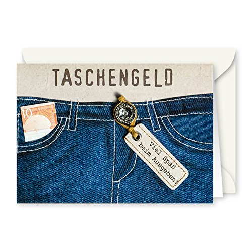 Sheepworld - 90143 - Klappkarte, Knopfkarte, Nr.09, Geldgeschenk, Taschengeld, blau, mit Umschlag, 13cm x 18cm, Pappe von GRUSS & CO