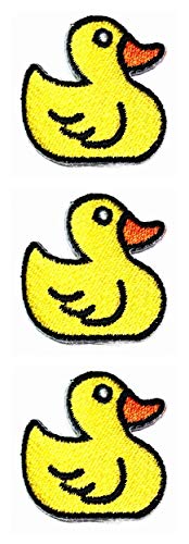 3 Stück Mini kleine Cartoon gelbe Ente Stickerei bestickt Abzeichen zum Aufbügeln oder Aufnähen, Logo für Jeans, Jacke, Polo, T-Shirt, Mütze, Rucksäcke für Kinder von GS912 Mini Small Cartoon Patches
