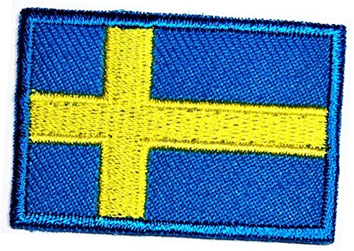 Aufnäher mit schwedischer Nationalflagge, Größe Mini, 2,8 x 3,6 cm, Schweden-Flagge, Militär, taktisch, bestickt, zum Aufbügeln, Aufnähen, Logo, Jacke, Polo, T-Shirt, Hut, Rucksäcke, 12 Stück von GS912 World Flags Patch