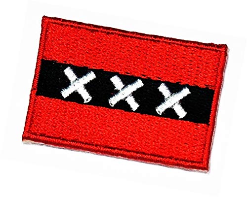 Mini Amsterdam Flag Embroidered Patch Amsterdam Flag National Emblem Iron On Sew On Patch Military Uniform Emblem Logo Jeans Jacket Polo T Shirt Hat Rucksäcke (02) von GS912 World Flags Patch