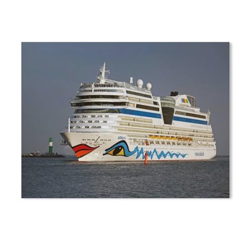 DIY Malen nach Zahlen，Aida Stella in der Hafeneinfahrt Warnemünde，diy malen nach zahlen erwachsene landsch Mit Pinsel und Acrylfarbe Erwachsenenfarbe nach Zahlen Kits Kunst（40x50cm）15.7x19.6 Zoll-Y34 von GSBRSNTS