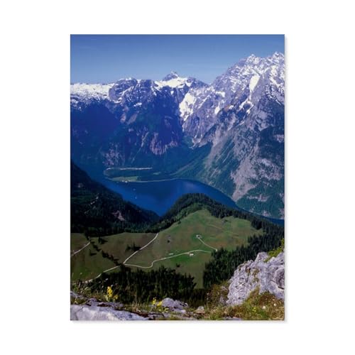 Diamond Painting，Blick vom Jenner auf den Königssee mit Watzmann，DIY 5d Diamant Painting Bilder, Diamant malerei Kits Malen nach Zahlen Wohnzimmer Bilder für die Inneneinrichtung（30 x 40 cm）-AB77 von GSBRSNTS