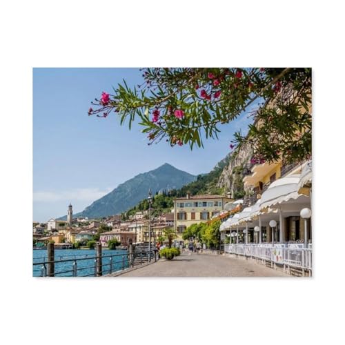 GSBRSNTS 5D DIY Diamond Painting Kit，GARDASEE Limone sul Garda Uferpromenade，Mosaik, Diamantmalerei für Erwachsene, Round Diamond Picture Home Art(30 x 40 cm/11.81 x 15.74 Zoll)-G14 von GSBRSNTS