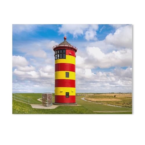 GSBRSNTS 5D DIY Diamond Painting Kit，Leuchtturm Pilsum，Mosaik, Diamantmalerei für Erwachsene, Round Diamond Picture Home Art（30 x 40 cm/11.81 x 15.74 Zoll）-AE94 von GSBRSNTS